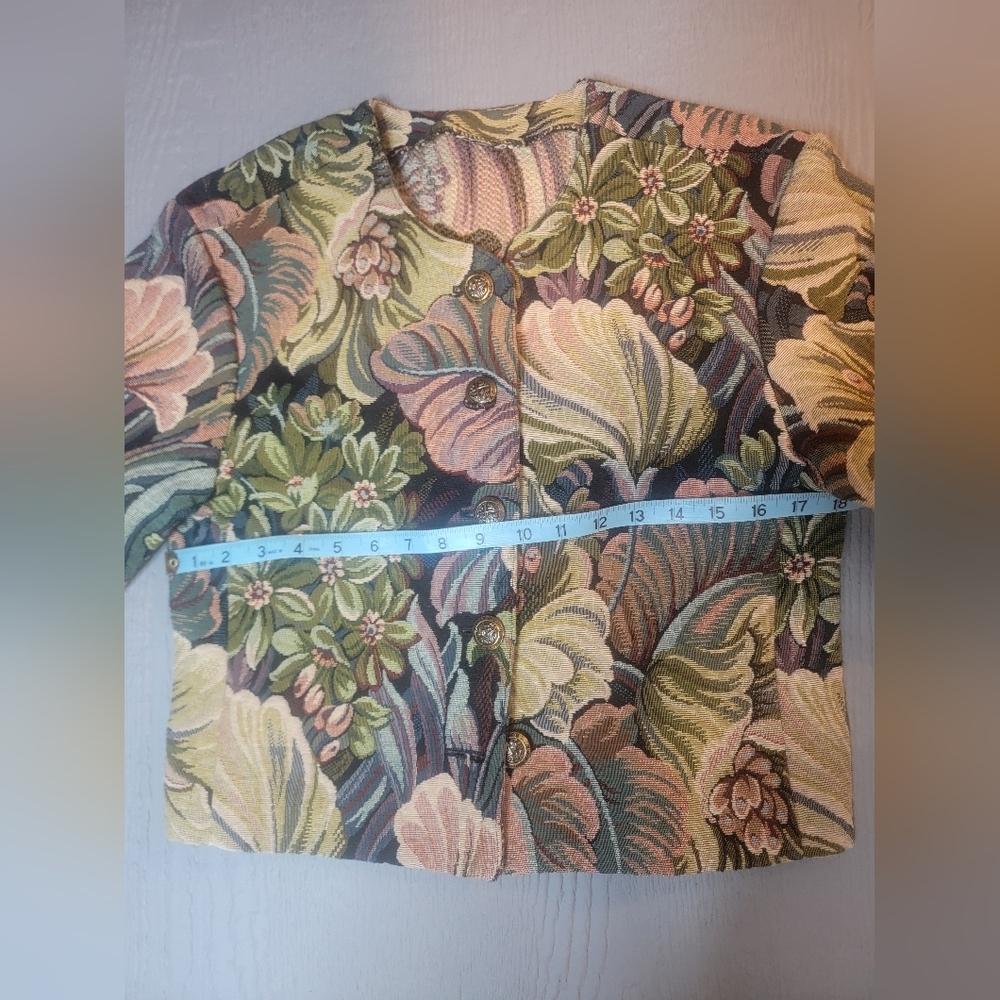 ♡ Handmade Floral‎ Tapestry Cropped Jacket - Multicolor B-12